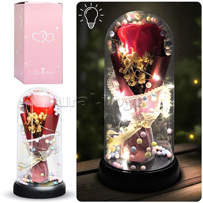 Светильник "Необыкновенная роза" в коробке (красный)