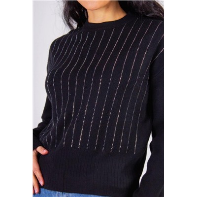 Джемпер со стразами Полосы арт.JL240 (Черный)