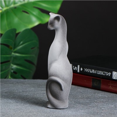 Фигурка керамика «Кошка Багира наклоненная», серо-чёрный, 4×5×20 см