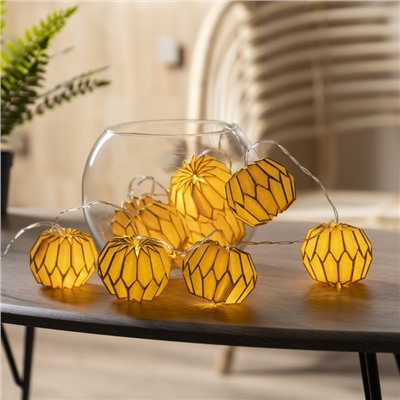 УЦЕНКА Гирлянда «Нить», 2 м, с насадками «Бумажный фонарик розовый», IP20, 10 LED, батарейка AAх2 (не в комплекте), прозрачная нить, свечение тёплое белое