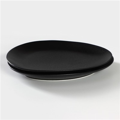 Тарелки Magistro Carbon, 26×23 см, набор 2 шт., фарфор, чёрные