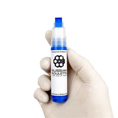 Маркер для граффити Russian Roulette, на водной основе, 10 mm 25 мл, цвет blue paint