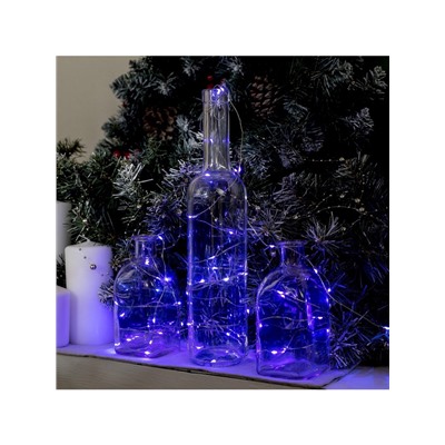 Гирлянда «Нить» 5 м роса, IP20, серебристая нить, 50 LED, батарейки CR2032×2 (в комплекте), свечение фиолетовое