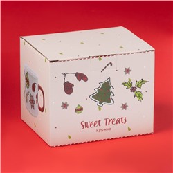 Новогодняя кружка Доляна Sweet Treats, 360 мл, 12.8×9.5×9 см, керамика, белая