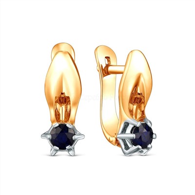 Кольцо из золочёного серебра с нат.сапфиром и родированием 925 пробы п1-552зр408