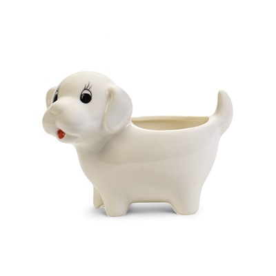УЦЕНКА Горшок «Щенок» белый, 13×7×10 см