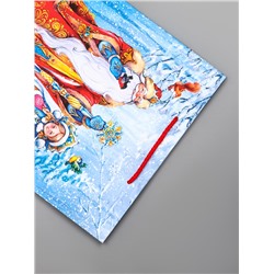 Пакет подарочный новогодний ламинированный, «Дед Мороз и снегурочка», 26×12×32 см