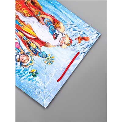 Пакет подарочный новогодний ламинированный, «Дед Мороз и снегурочка», 26×12×32 см