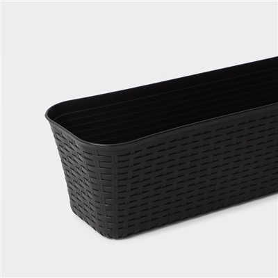 Ящик для цветов балконный «Ротанг», 12 л, 57.5×18×16 см, пластик, коричневый