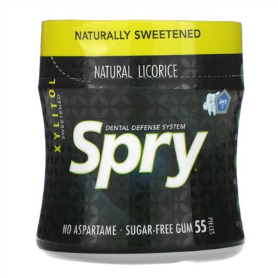 Xlear, Spry, Dental Defense Gum, Natural Licorice, Sugar Free, 55 Pieces
