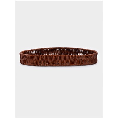 Корзинка для фруктов и хлеба Доляна «Огайо», 36×25×5 см, пластик, плетёная, овальная, коричневая