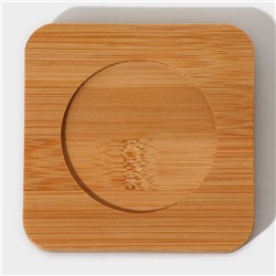 Стакан с двойными стенками Доляна «Вверх дном», 250 мл, 9×9 см, на деревянной подставке, стекло, прозрачный