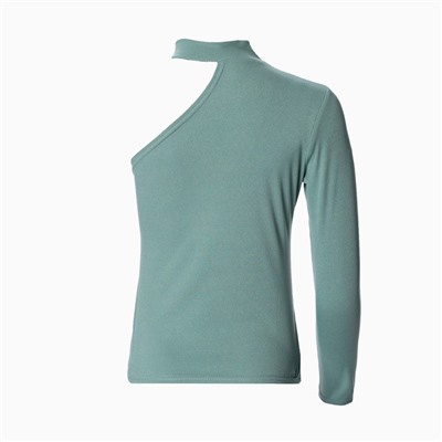 Лонгслив на одно плечо женский, оливковый, размер 42