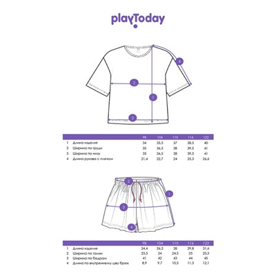 Комплект трикотажный для девочек: фуфайка (футболка), шорты