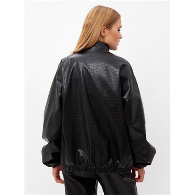 Жакет женский демисезонный MINAKU: Eco leather, чёрный, размер 48