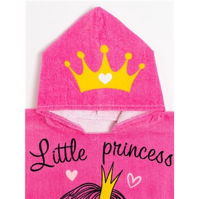 Полотенце - пончо детское LoveLife «Принцесса», махра, 100% хлопок 300 г/м, 60×120 см, ярко - розовое
