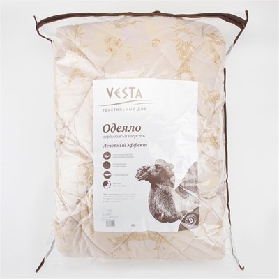Одеяло зимнее (утеплённое) 1.5 сп., 140×205 см, шерсть верблюда, ткань глосс-сатин