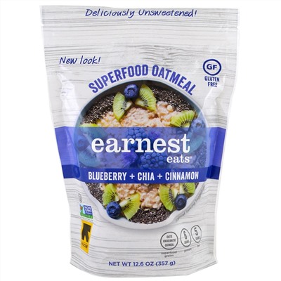 Earnest Eats, Суперфуд с овсянкой, Черника + чиа + корица, 12,6 унции (357 г)