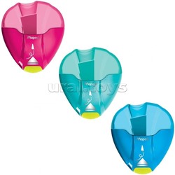 Точилка 1 отверстие, с полупрозрачным контейнером, яркие неоновые цвета, в дисплее