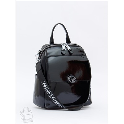 Рюкзак женский кожаный 21023-8 black Polina&Eiterou