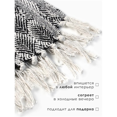 Плед с кисточками «Этель» Leaves, 220×240 см, 500 г/м²