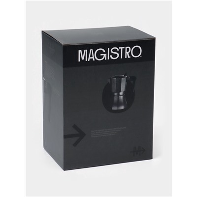Кофеварка гейзерная Magistro «Мрамор», 300 мл, на 6 чашек, нержавеющая сталь, чёрная