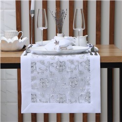 Дорожка на стол Этель с пайетками, 40×90 ±5 см, п/э, белая
