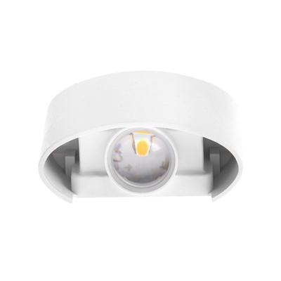 Светильник фасадный «Полусфера», 2 Вт, 3000К, 1 луч, IP65, 220 В, пластиковый корпус, белый, свечение тёплое белое