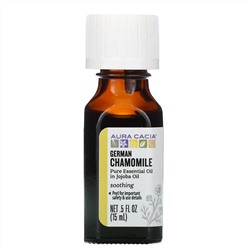 Aura Cacia, чистое эфирное масло с маслом жожоба, ромашка аптечная, 15 мл (0,5 жидк. унции)