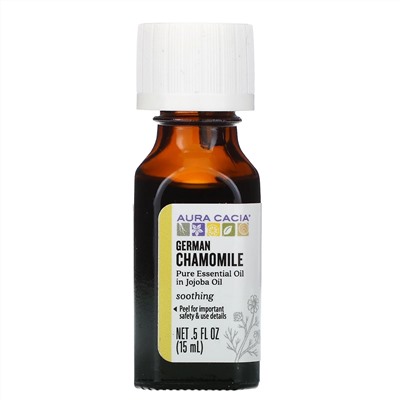 Aura Cacia, чистое эфирное масло с маслом жожоба, ромашка аптечная, 15 мл (0,5 жидк. унции)