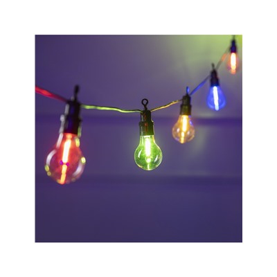 Гирлянда «Белт-лайт» 5 м с насадками «Лампочки», IP44, УМС, тёмная нить, 10 LED, свечение мульти, 220 В