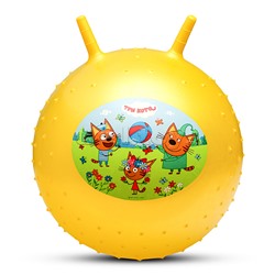 Мяч-прыгун 45 см "Три Кота" массажный с рожками с наклейкой