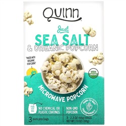 Quinn Popcorn, Попкорн для приготовления в микроволновой печи, с морской солью, 3 пакета, 66 г (2,3 унции) каждый
