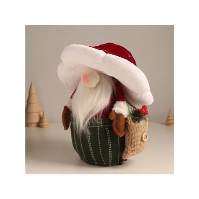 Фигурка новогодняя «Дедушка-мухомор с еловыми ветками в мешке», 22×21×26 см