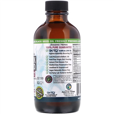 Amazing Herbs, Black Seed, на 100% чистое масло холодного отжима из семян черного тмина, 120 мл (4 жидк. унции)