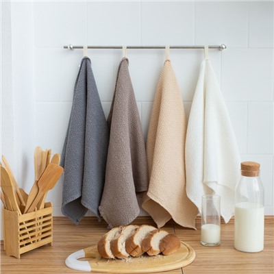 Полотенце кухонное SL HOME Linen, серое, однотонное, 38×65 см