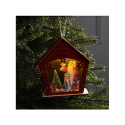 Подвеска световая «Дед Мороз и Снегурочка», 16×7×15.5 см, 1 LED, от батареек AG10×3, свечение тёплое белое