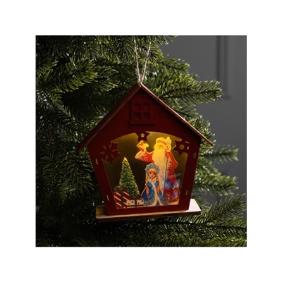 Подвеска световая «Дед Мороз и Снегурочка», 16×7×15.5 см, 1 LED, от батареек AG10×3, свечение тёплое белое