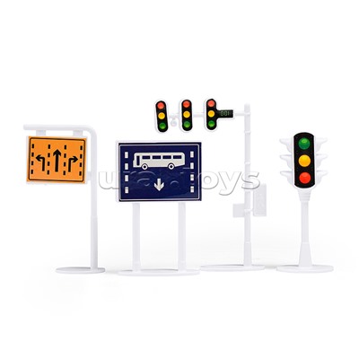 Машина "Автокран" с дорожными знаками, в коробке