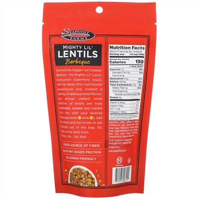 Seapoint Farms, Mighty Lil' Lentils, Barbecue, 5 oz (142 g)