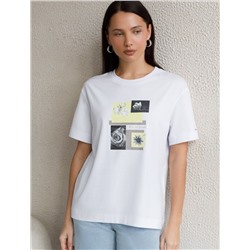 Свободная футболка с принтом из премиального хлопка с эластаном