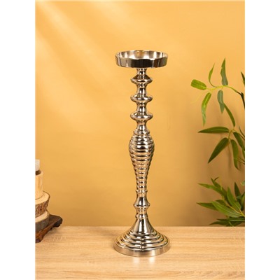 Подсвечник «Кубок», 13×13×43 см, алюминий, серебристый