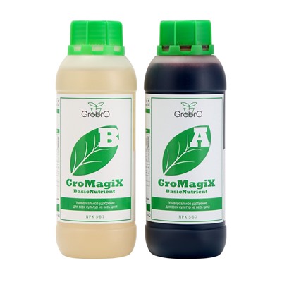 Удобрение для гидропоники "GroBro" "GroBro" набор GroMagiX BASIC Pack, 2х0,5л+2х0,1л