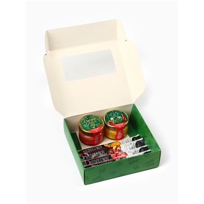 Подарочный набор новогодний «С новым годом»: крем-мёд 2 шт., мёд в стиках 4 шт.