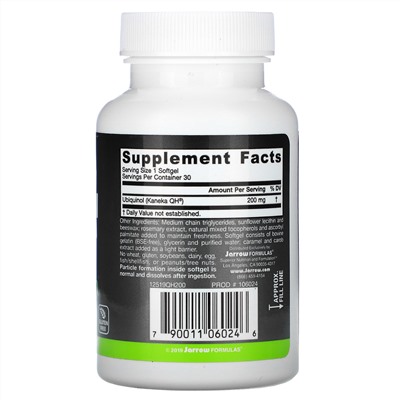 Jarrow Formulas,  убихинол QH-Absorb, 200 мг, 30 мягких таблеток