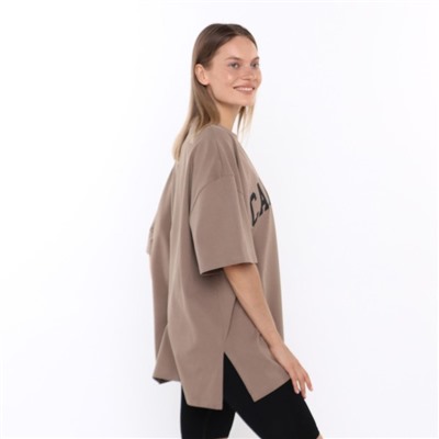 Футболка женская Little Secret, коричневая, размер оверсайз (42-46)