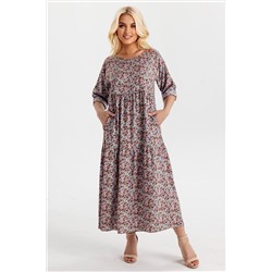 Платье штапель  5872/116/Голубой, коралловый