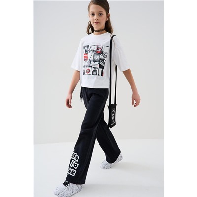 Брюки текстильные джинсовые для девочек PLAYTODAY, 1240611