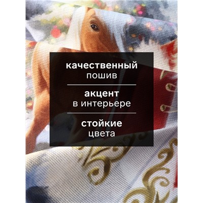 Набор кухонных полотенец «Доляна. Лошадь и Дед Мороз»: 35×60 см-2 шт., 100% хлопок, рогожка, 160 г/м²