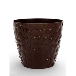 Горшок для цветов с поддоном «Камешки», 5 л, пластик, шоколадный